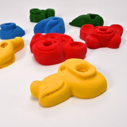 Klettergriffe für Kinder in vielen verschiedenen Farben.