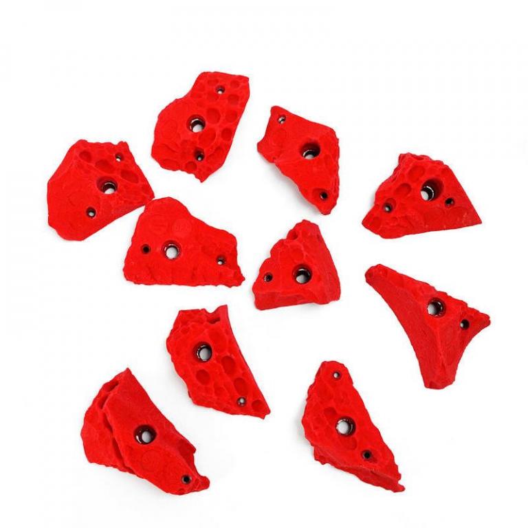 Klettergriffe für Kinder und Erwachsene in verschiedenen Farben und Formen.